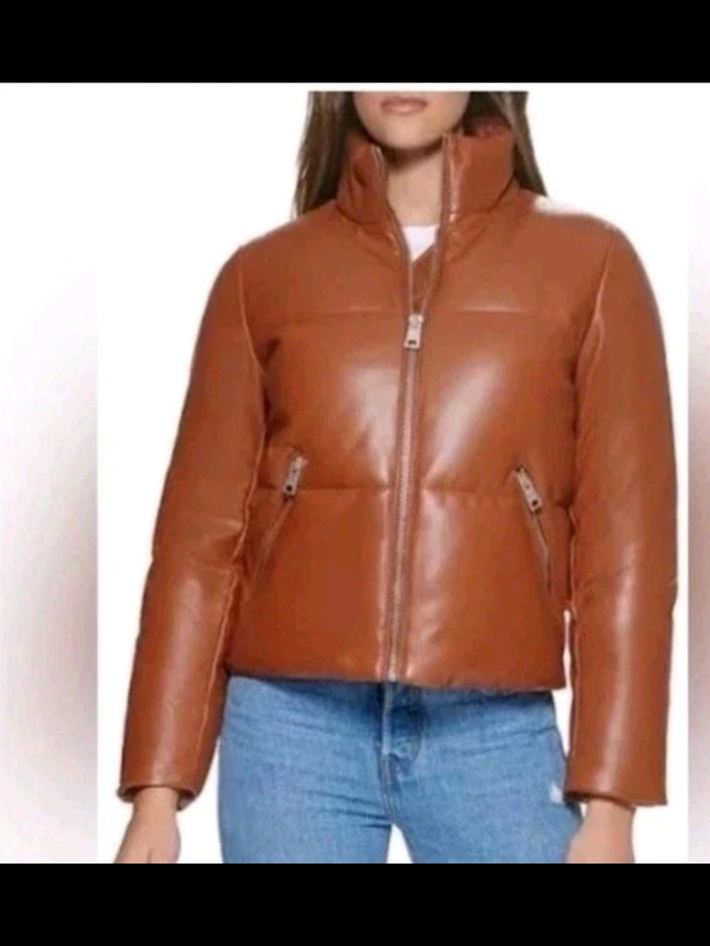 Levi's Cognac Brown Cropped Puffer Jacket